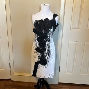 Cocktail Dress - Black and White/Ivory by Per Se in Size O